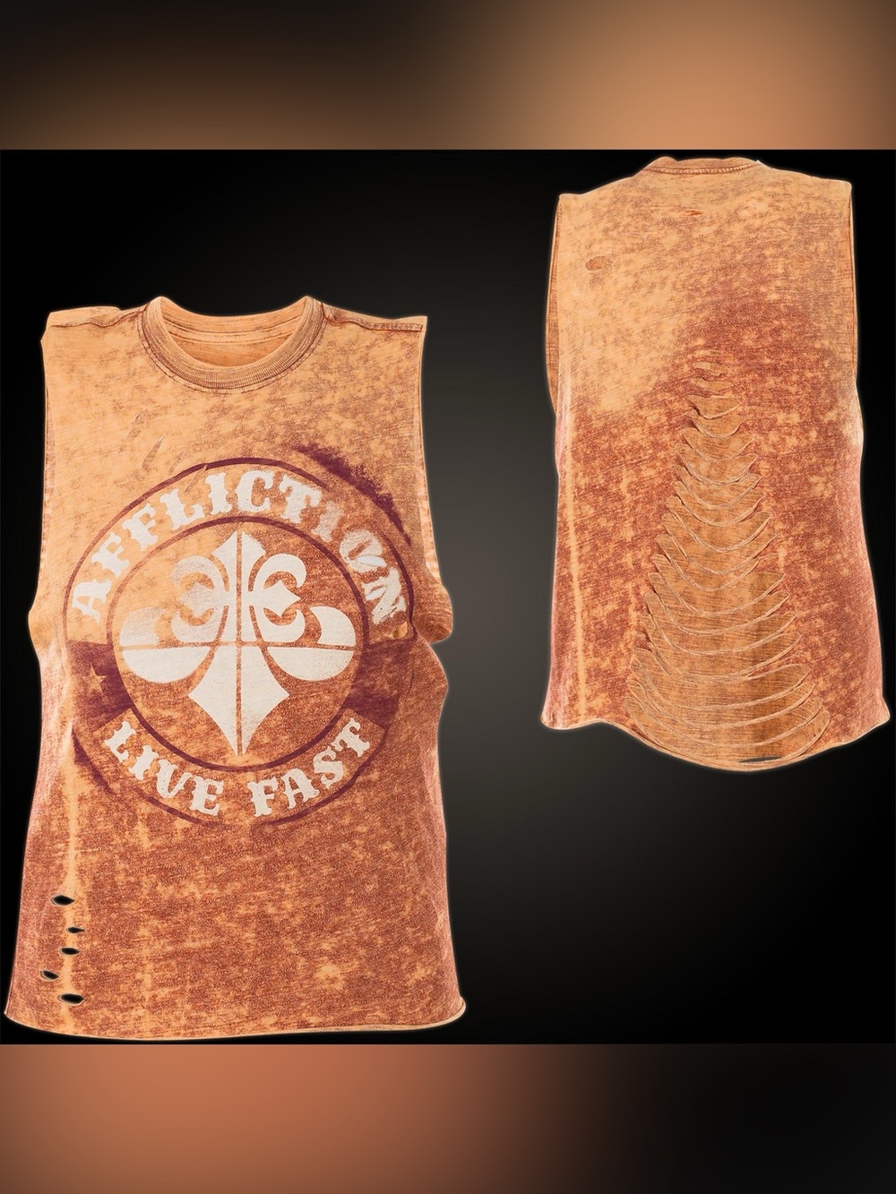 Affliction Live Fast Divio Distressed Tank Top Women's Size Large